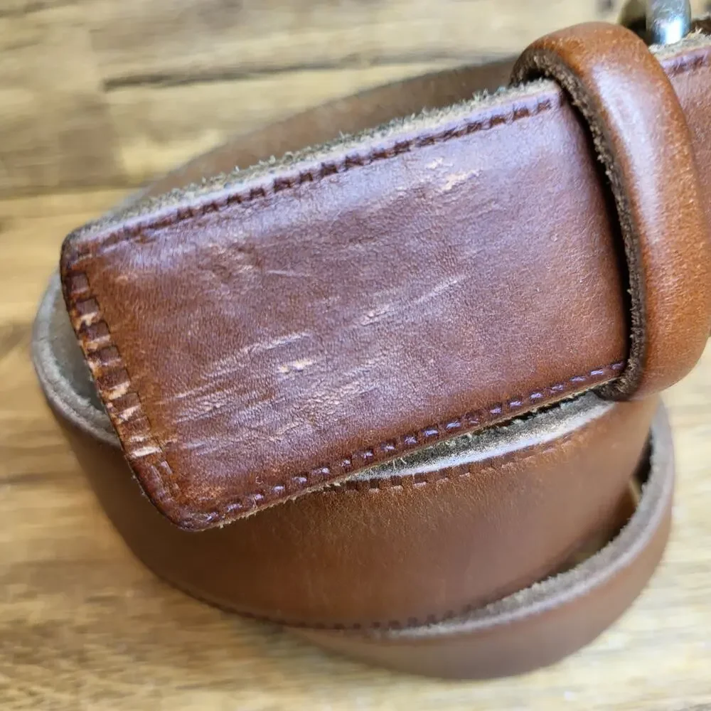Kenneth Cole Tan brown leather adjustable belt sz 34 Mens